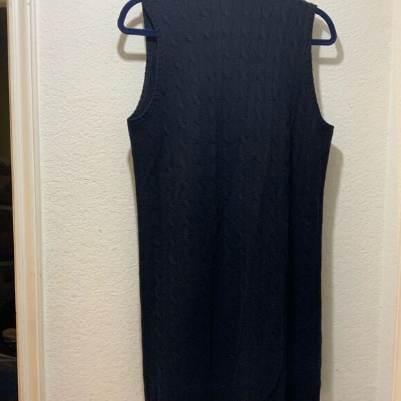 Ralph Lauren black label Sleeveless open cashmere cable knit cardigan size L - Picture 2 of 8